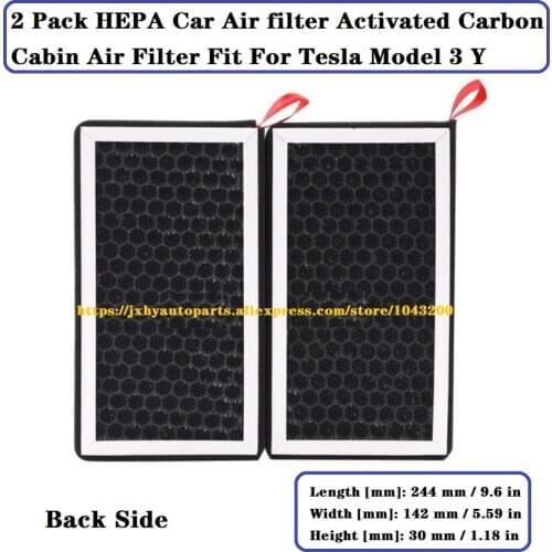 2 Pack HEPA Car Air filter Activated Carbon Cabin Air Filter Fit For Tesla Model 3 Y