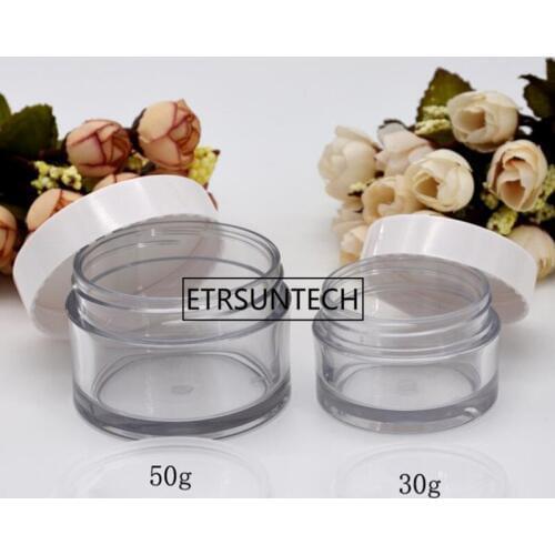 30g 50g 100g Empty Plastic Cosmetic PET cream jar, Cream Bottle with white lids F1531