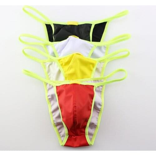 4PCS Mens Lingerie Sexy Mens Briefs Low Waist Sexy Leather PU Underwear Men Underpants Homer Male Panties Male Briefs