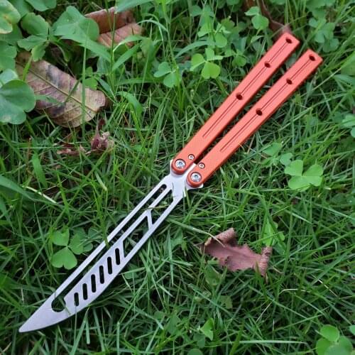 5 Colors Kraken Butterfly Knife Channel Aluminum Handle D2 Blade Trainer Knife Bushing System Tactical Folding Knife Fliper