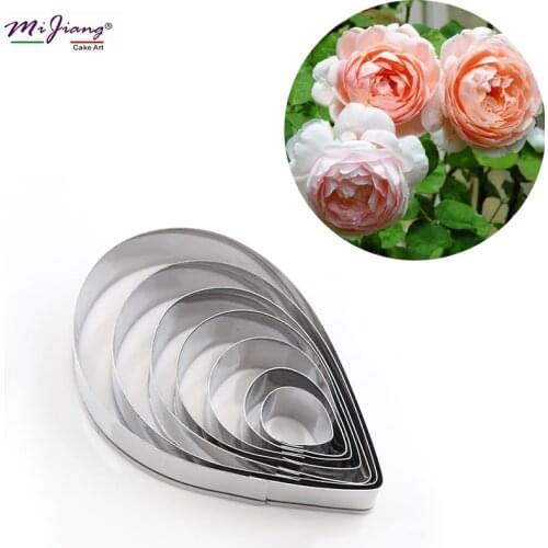7pcs/set Stainless Steel Fondant Cake Decoration Petal Cutter Rose Flower Mold Cake Decorating Tools Kitchen Accessories A328