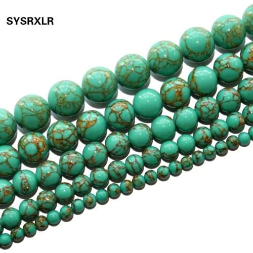Free Shipping Green Gold Spun Howlite Stone Round Loose Beads For Jewelry Making DIY Bracelet Necklace Material 4 6 8 10 12 MM