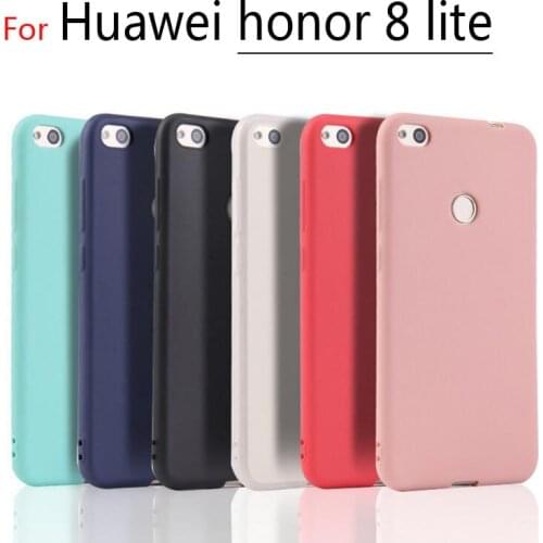 Fundas For Huawei Honor 8 lite Ultra-thin Clear TPU and Matte Solid color Case For Huawei Honor8 lite Back Cover