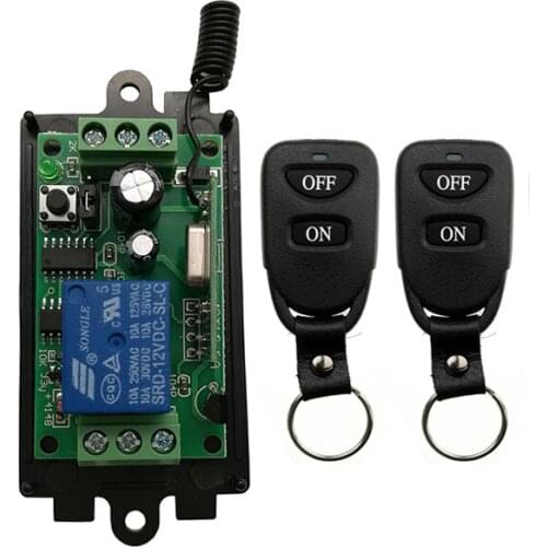 DC 9V 12V 24V 1 CH 1Channel 1CH Wireless RF Remote Control Light Switch 10A Relay Output Radio Receiver Module +2*Transmitter