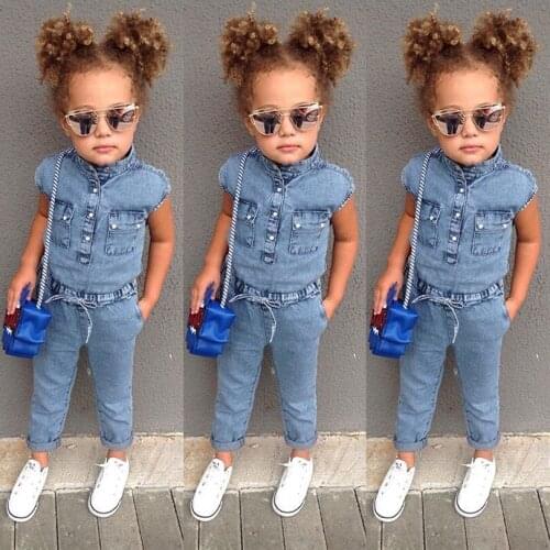 Kids Baby Boys Girls Denim Clothes Bib Pants Overalls Jean Outfits Sleeveless Back Cross Denim Shorts Jumpsuit Outfits Clothing