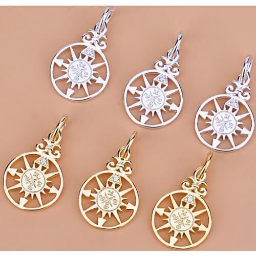 European American vintage compass pendant S925 sterling silver, handmade DIY beaded bracelet accessories