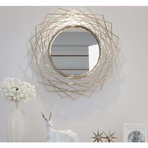 European Wrought Iron Decorative Mirror Wall Hanging Ornaments Crafts Decoration Home Livingroom Wall Sticker Mural Accessoriess