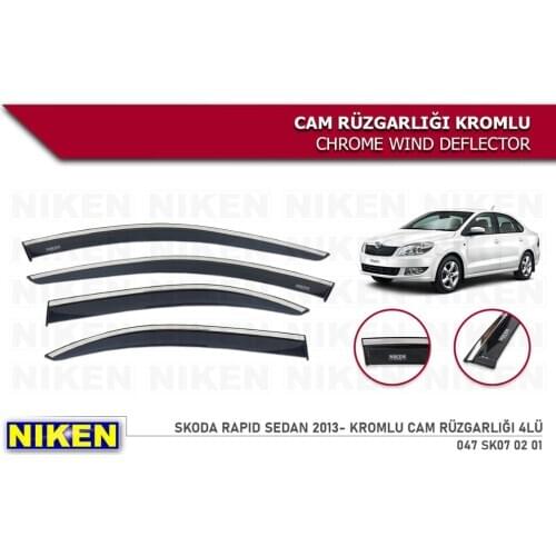 For Skoda Rapid Sedan Chrome Wind Deflector Rain Window 2013 2014 2015 2016 2017 2018 2019 Car Auto Accessory Black Chrome