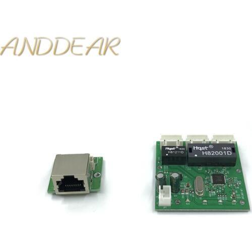 OME 3 Ports Switch module PCBA 4 Pin Header UTP PCBA Module with LED Display Screw hole positioning Mini PC Data OEM Factory