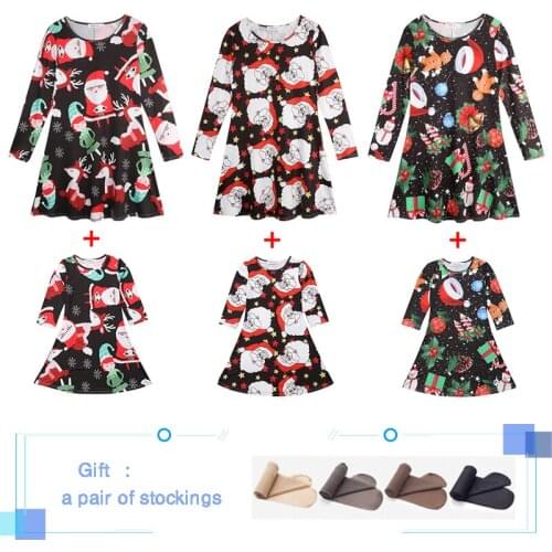 New Year Mommy And Me Clothes Family Christmas Pajamas Set Xmas Sleepwear Dresses girls outfit mom and daughter matching clothe