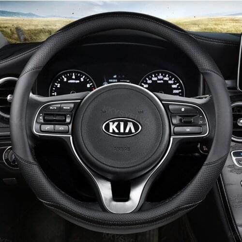 Carbon Fiber Leather Car Steering Wheel Cover for Kia Rio 2 3 4 X Line Kombi Sedan Auto Accessories Interior