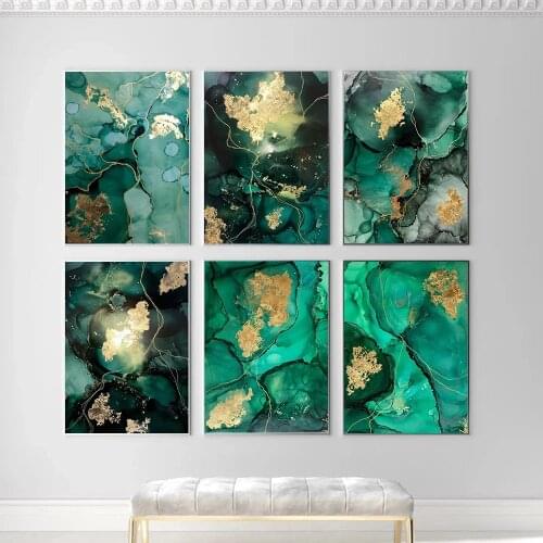 Colorful Texture Gold Foil Art Canvas Painting Wall Art Picture Poster Nordic Abstract Print Modern for Living Room Home Decor