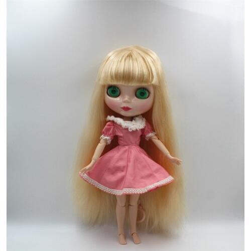 Blygirl Blyth doll Light golden bangs straight hair nude doll 30cm joint body 19 joint DIY doll can change makeup