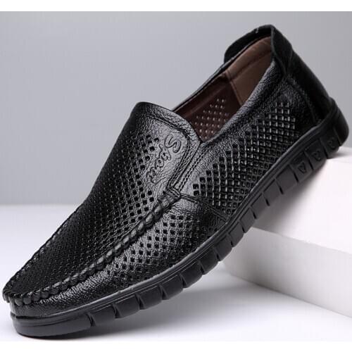 Summer Breathable Mesh Shoes Italy Loafers Mens Casual Shoes Genuine Leather Slip On Brand Shoes Man Soft Comfortable ghn7