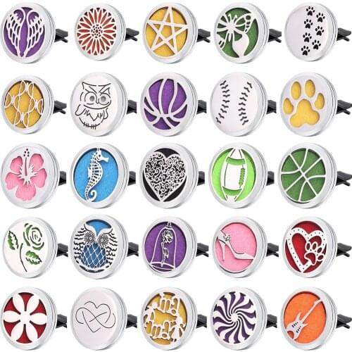 10Pcs/Lot Metal Car Aromatherapy Locket Pendant Finding Perfume Detachable Vent Car Air Freshener Jewelry Accessories