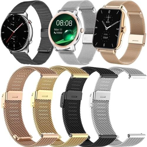 Milanese Metal Strap For Xiaomi Huami Amazfit GTS 2 Mini 2e Bip U Pro S Lite GTR 2 Haylou Salor LS02 Watchband 20mm 22mm Strap
