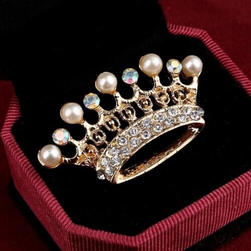 MINHIN New Fashion Exquisite Vintage Synthetic Rhinestone Crown Brooch Collar Girl Special Accessory