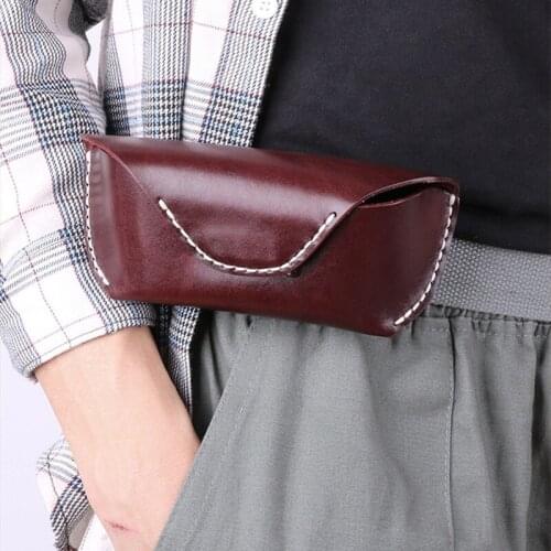 Multifunction Concise Glasses Bag Solid Color Pillow Storage Bag Vintage Portable Waist Bag Traveling Daily for Men/Women
