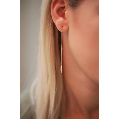 SRO Fashion Stick Model Shaky Zircon Stone Silver Italian Earrings Modern Design Premium Jewelry For Women Hand Made Comfort