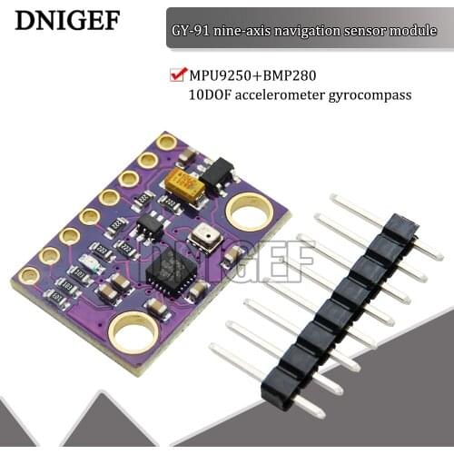MPU-9250 MPU9250 BMP280 Sensor Board Module SPI IIC/I2C 10DOF Acceleration Gyroscope Compass 9-Axis GY-91 For Arduino 3-5V