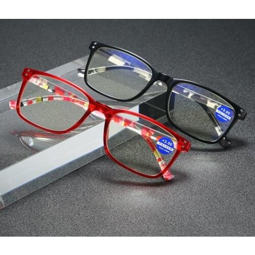 Fashion Printing Square Reading Glasses Computer Women and Men Anti-Blue Light Reading Glasses+1.0+1.5+2.0+2.5+3.0+3.5+4.0
