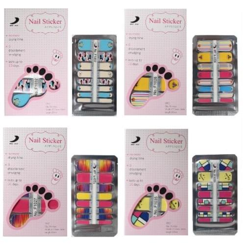 Wholesale New Toe Nail Sticker Art Wrap Self adhesive Fingers toes foil Nail Polish Sticker 16tips/set 100pks/lot free shipping
