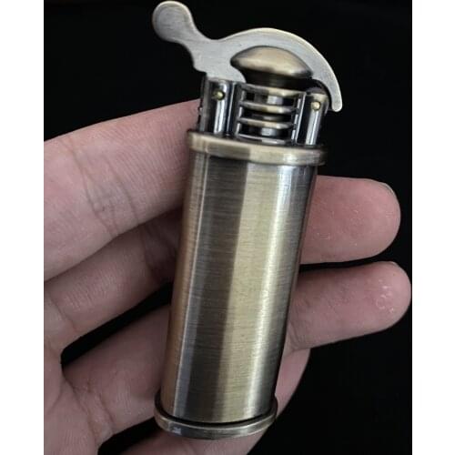 Retro Free Fire Flint Lighter Grinding Wheel Flint Brass Kerosene Compact Lighter Cigarette Gasoline Windproof Gadgets For Men