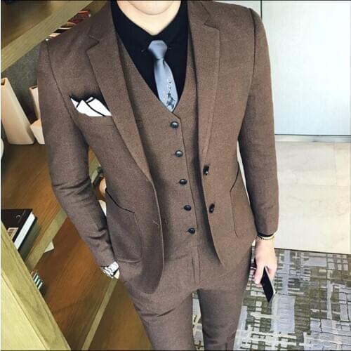 Autumn Costume Prom Suit Mens Smoking Homme Mariage Designer Suits Business Ternos Para Hombre Formal Anzug 3-piece Set