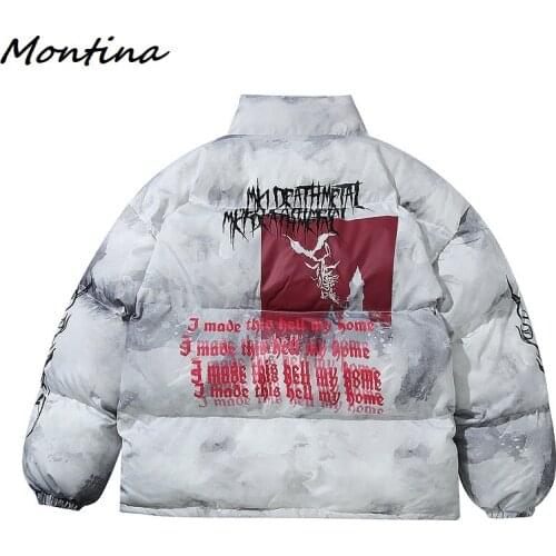 Couples Eden Hip Hop Hurt Bear Printed Men Thick Parka Casual Warm Padded Jacket Coats Harajuku Male Windbreaker Streetwear