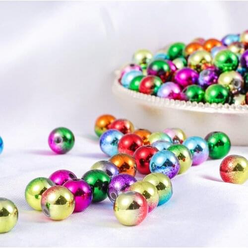 6/8/10mm Plated Mixed Colors Plastic Acrylic Round Beads Christmas Decoration Beads for DIY Jewelry Craft Making X'mas Ornaments