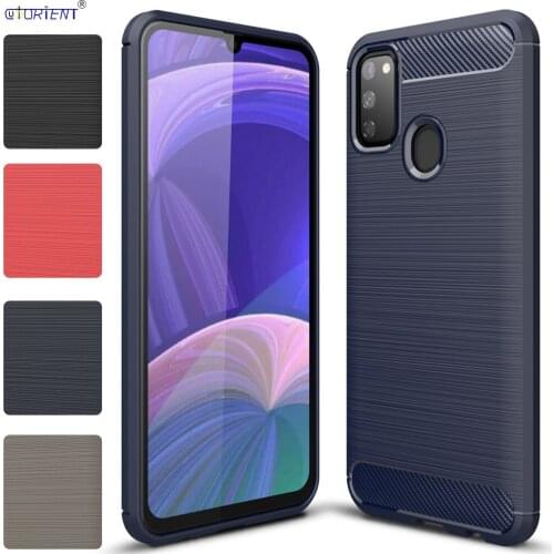 For Samsung Galaxy M21 M30s Shockproof Silicone Soft Case SM-M215F/DSN SM-M307FN/DS Thin Light Carbon Fiber Texture Fitted Cover