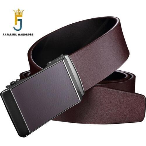 FAJARINA Unique Design Double Side Use Cowskin Genuine Leather Simple Smooth Automatic Belts Men Belts Mens 3.5cm Width ZDFJ170