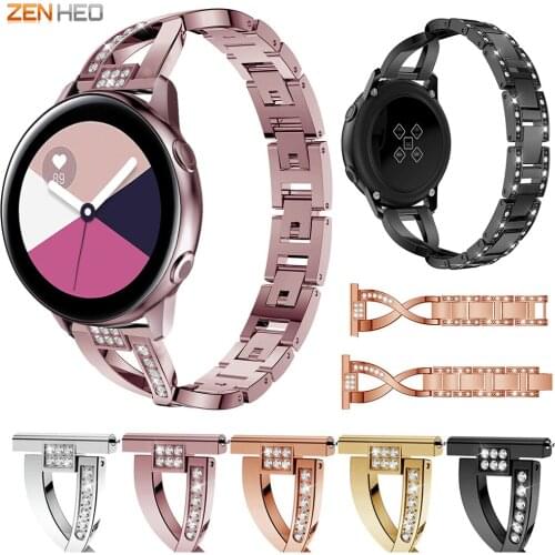 20mm Rhinestone Bracelet Strap For Samsung Galaxy Watch Active 1 2 Replacement Watch Band For Samsung Gear S2 Classic