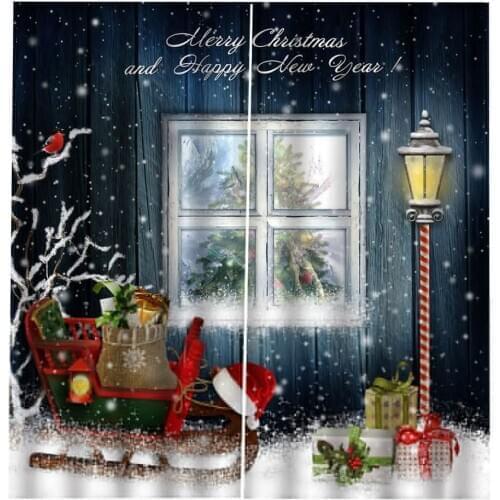 Christmas Curtains Ornaments Living Room Bedroom Window Drapes 2 Panel Set