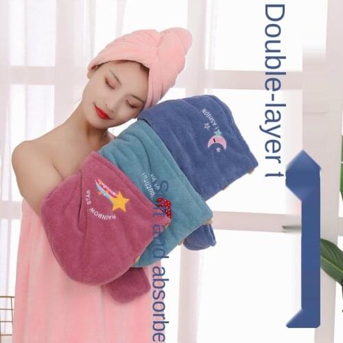 Dry Hair Cap Female Long Hair Adult Thickened Water Dry Hair Towel Quick Dry Lovely Bath Hair Cap Wrap Hair Towel Household