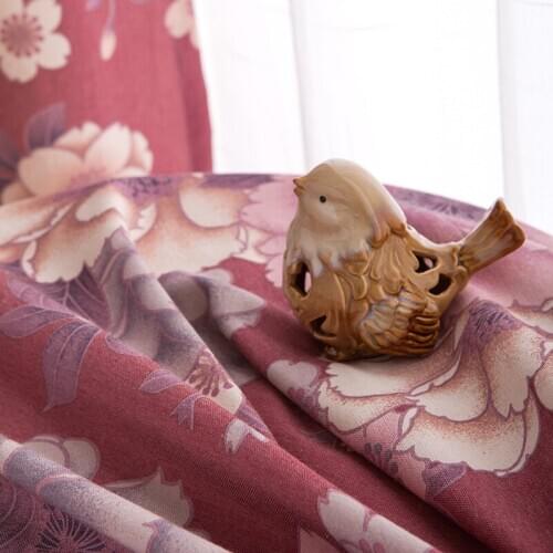 Pink Girl Japanese Cherry Blossom for Living Room Bedroom Curtains Simple Modern Cotton Linen Printed Curtains Custom