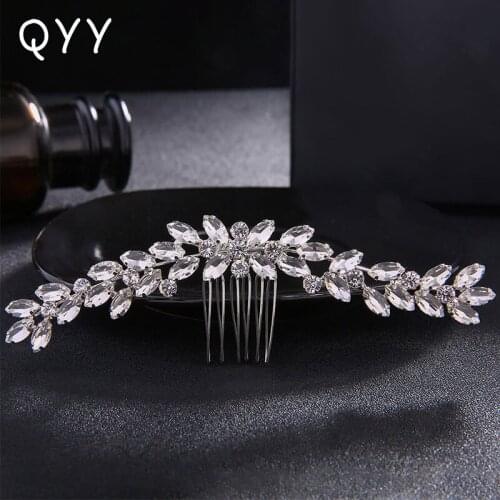 QYY 2019 Rhinestones for Hair Comb Bridal Flower Wedding Hair Jewelry Wedding Hair Combs Vintage Bridal Ornaments Accessories