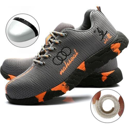 Outdoor Mens Breathable Hiking Shoes Insulation Anti-static Work Safety Shoes Labor Protection Shoes Anti-piercing flying Male