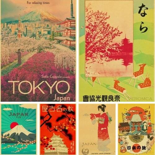 Visit Japan Tokyo Travel Posters Art Canvas Paintings Vintage Wall Pictures Kraft Paper Print Wall Stickers Home Room Decoration