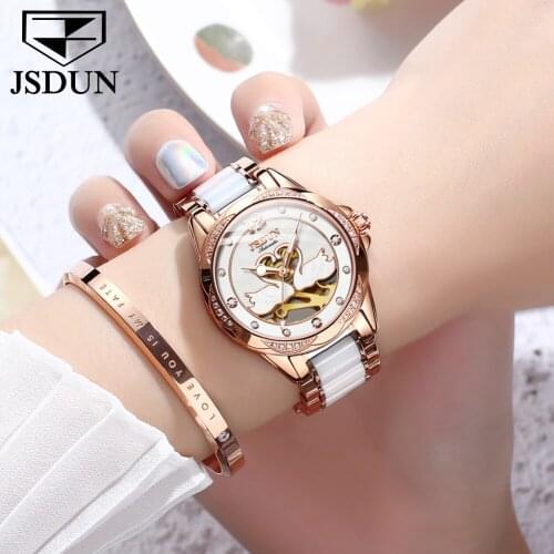 JSDUN Ladies Wrist Watches Women Crystal Diamond Watches Stainless Steel Waterproof Quartz Clock Women Montre Femme reloj mujer