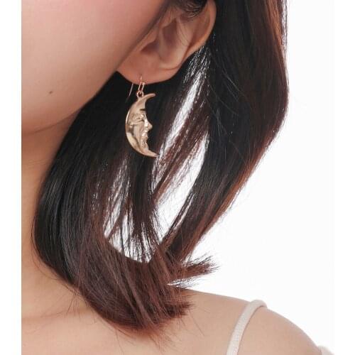 Stillgirl Cute Punk Moon Pendant Earrings for Women Vintage Female Fashion Jewelry Gift Pendientes Kolczyki Boucle Oreille Femme