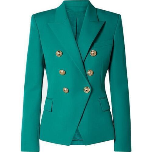 HIGH QUALITY New Fashion 2021 Designer Blazer Jacket Womens Classic Double Breasted Metal Lion Buttons Slim Fitting Blazer