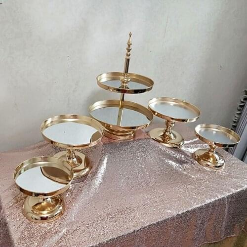 1pcs-5pcs Mirror cake stand Electroplating Metal cupcake stand Grand design baking love wedding party dessert table decoration