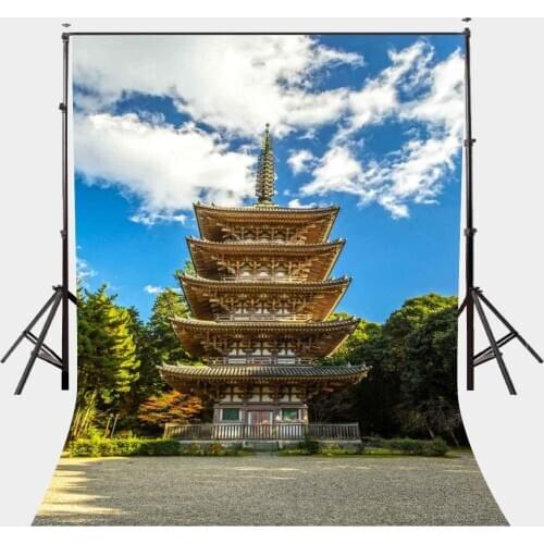150x220cm Japanese Ancient Temple Backdrop Blue Sky Sunny Day Photography Background