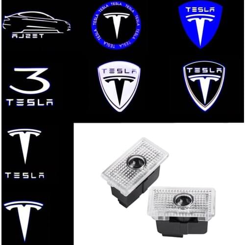 2pcs For Tesla Model S Tesla Model 3 X Y Led Car Door Welcome Light logo Projector Laser lamp Ghost Shadow Door light Accessory