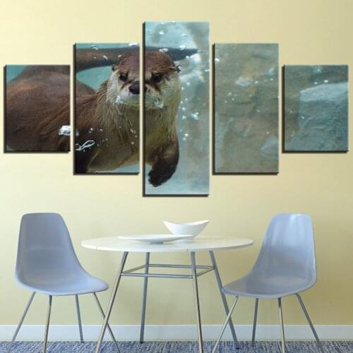 5 Pieces Seal Canvas Painting Water Pictures Sea Lion Posters Animals Wallpapers For Home Room Decor Artwork Modern Modular Wall