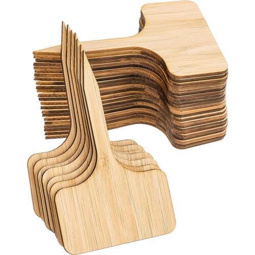 50Pcs Bamboo Plant Labels Eco-Friendly T-Type Wooden Plant Sign Tags Garden Markers for Seed Potted Herbs Flowers Vegetables tag
