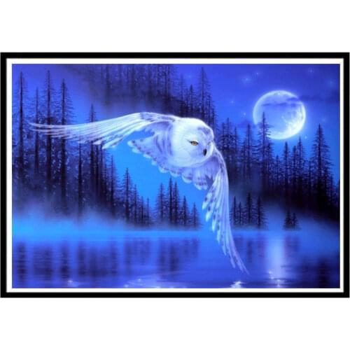 DIY 5D Diamond Painting Animal Night Eagle Round Diamond Embroidery Painting Mosaic Home Decoration Handmade New Year Gift