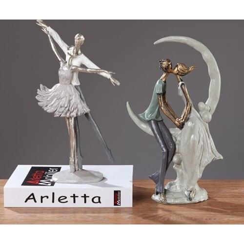AMERICAN RETRO COUPLES ART SCULPTURE DECORATIONS ABSTRACT DANCING FIGURE FIGURINE RESIN CRAFT MODERN HOME DECORATION R4901