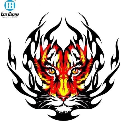 Car Styling Fire Creative Tiger Cartoon Car Sticker Vinyl Cute Body Car Stickers and Decals 30*30CM